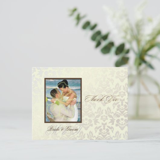 Ivory Damask Dank u Foto briefkaarten (Staand voorkant)