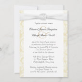 Ivory Damask - Elegant Photo Wedding Invitations Kaart (Achterkant)