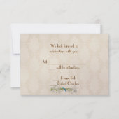 Ivory Damask en Daisies RSVP Kaart (Voorkant)