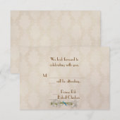 Ivory Damask en Daisies RSVP Kaart (Voorkant / Achterkant)