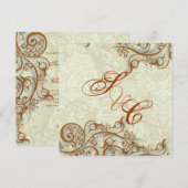 Ivory Damask + koperen zwiren Kaart (Voorkant / Achterkant)