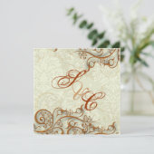 Ivory Damask + koperen zwiren Kaart (Staand voorkant)