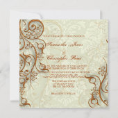 Ivory Damask + koperen zwiren Kaart (Achterkant)