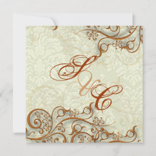 Ivory Damask + koperen zwiren Kaart