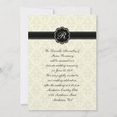 Ivory Damask met Black Monogram Post Weddenschap C Kaart (Voorkant)