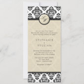 Ivory Damask Monogram Weddenschap Kaart (Voorkant)