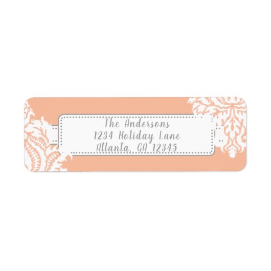 Ivory Damask op koraal met rood Etiket (Voorkant)