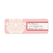 Ivory Damask op Roze met rood Etiket (Voorkant)