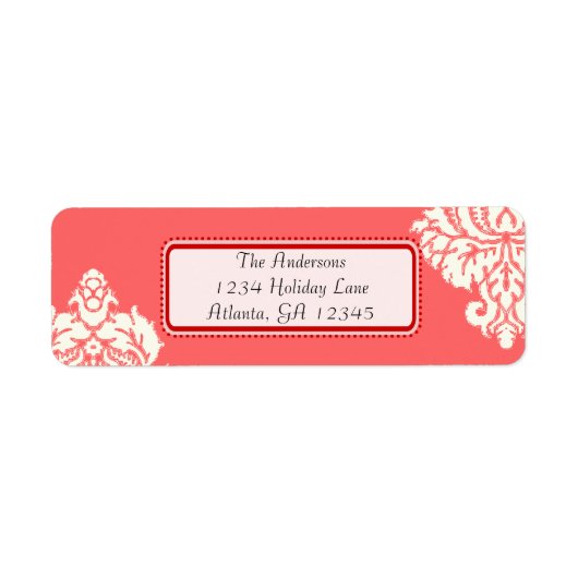 Ivory Damask op Roze met rood Etiket (Voorkant)