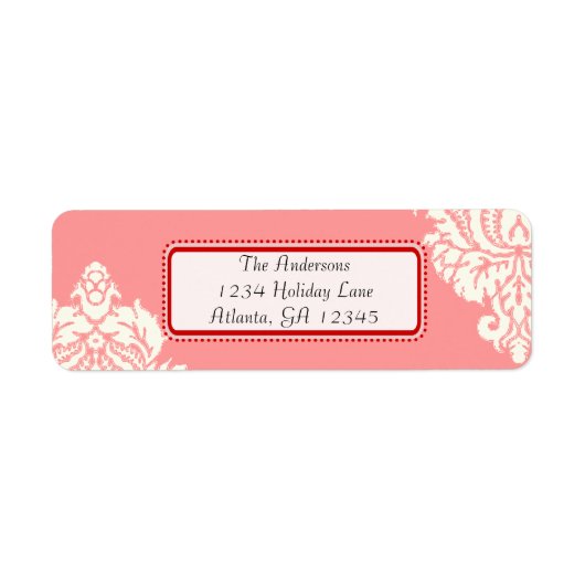 Ivory Damask op Roze met rood Etiket (Voorkant)