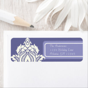 Ivory Damask Periwinkle Paars Etiket