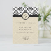 Ivory Damask Trouwreceptiekaart Kaart (Staand voorkant)