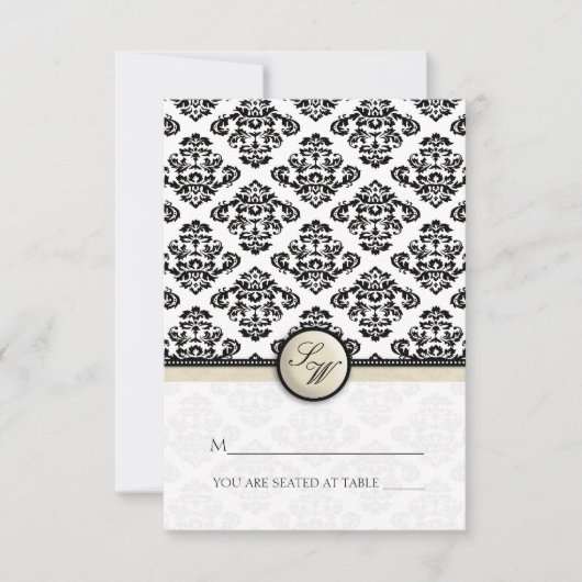 Ivory Damask vouwtent plaats kaart (Voorkant)