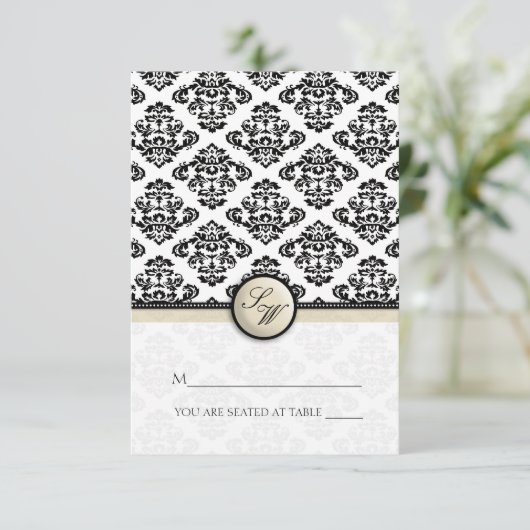 Ivory Damask vouwtent plaats kaart (Staand voorkant)