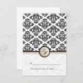 Ivory Damask vouwtent plaats kaart (Voorkant / Achterkant)