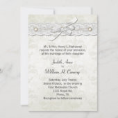 Ivory Damask Wedding Invitation Kaart (Voorkant)