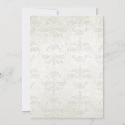 Ivory Damask Wedding Invitation Kaart (Achterkant)