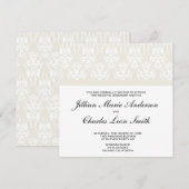 Ivory Damask Wedding Invitations Kaart (Voorkant / Achterkant)