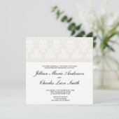 Ivory Damask Wedding Invitations Kaart (Staand voorkant)