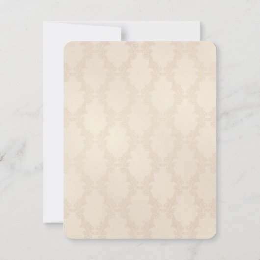 Ivory Damask Wedding Invite Kaart (Achterkant)