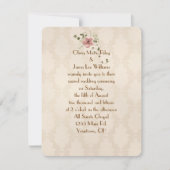 Ivory Damask Wedding Invite Kaart (Voorkant)