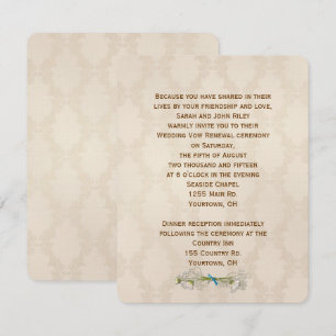 Ivory Damask Wedding Vow Renewal Kaart