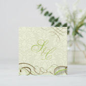 Ivory Damask, zwoegen + zwanen Kaart (Staand voorkant)