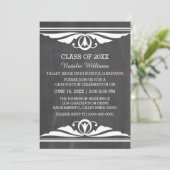 Ivory Deco Chalkboard Afstuderen uitnodigen Kaart (Staand voorkant)