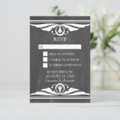 Ivory Deco Chalkboard Response Kaart (Staand voorkant)