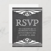 Ivory Deco Chalkboard RSVP Briefkaart (Voorkant / Achterkant)