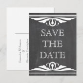 Ivory Deco Chalkboard Save the Date Briefkaart (Voorkant / Achterkant)