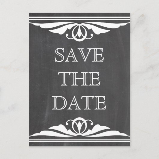 Ivory Deco Chalkboard Save the Date Briefkaart (Voorkant)