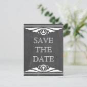 Ivory Deco Chalkboard Save the Date Briefkaart (Staand voorkant)