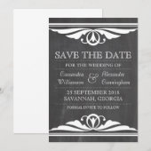 Ivory Deco Chalkboard Save the Date Invite (Voorkant / Achterkant)