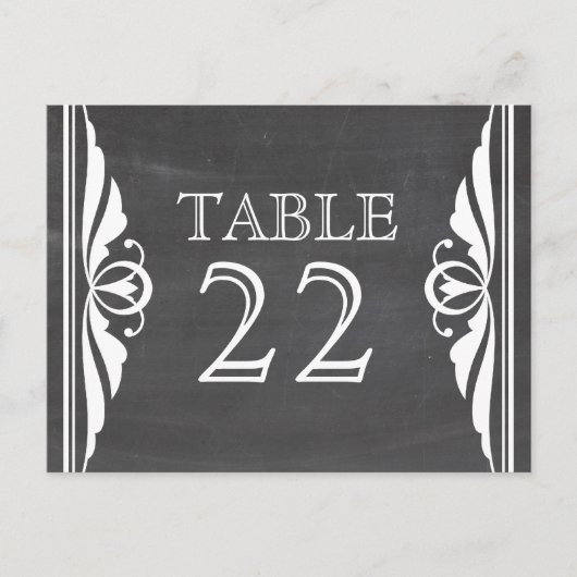 Ivory Deco Chalkboard Table Number Briefkaart (Voorkant)