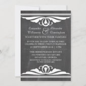 Ivory Deco Chalkboard Wedding Invite Kaart (Voorkant)