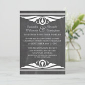 Ivory Deco Chalkboard Wedding Invite Kaart (Staand voorkant)