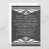 Ivory Deco Chalkboard Wedding Invite Kaart (Voorkant / Achterkant)