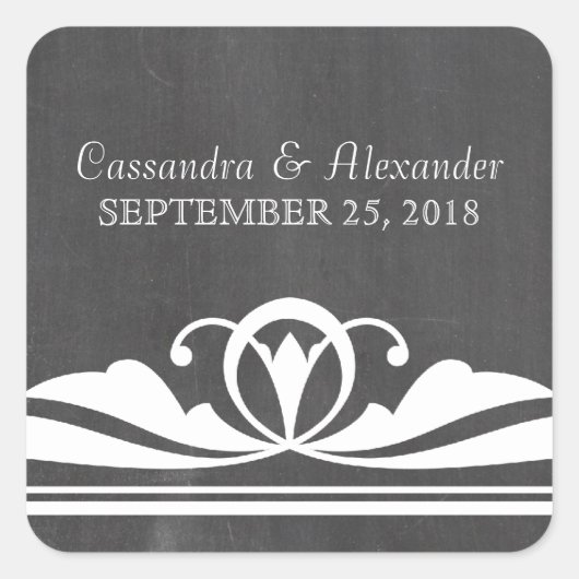 Ivory Deco Chalkboard Wedding Stickers (Voorkant)