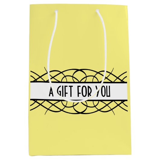 Ivory Deco Flourish Gift Bag Medium Cadeauzakje (Voorkant)