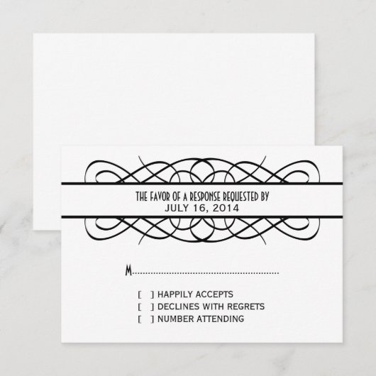 Ivory Deco Flourish Response Kaart (Voorkant / Achterkant)