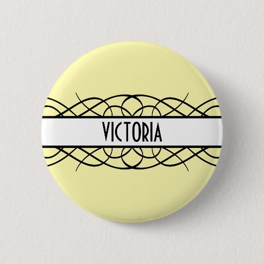 Ivory Deco Flourish Ronde Button 5,7 Cm (Voorkant)