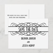 Ivory Deco Flourish Save the Date Briefkaart (Voorkant / Achterkant)