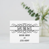 Ivory Deco Flourish Save the Date Briefkaart (Staand voorkant)