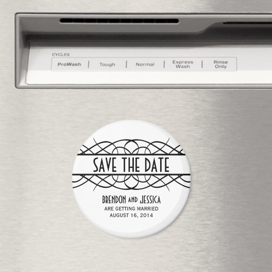 Ivory Deco Flourish Save the Date Magnet (Insitu (Vaatwasser))