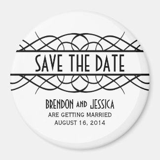 Ivory Deco Flourish Save the Date Magnet