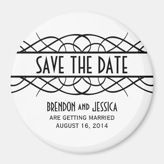 Ivory Deco Flourish Save the Date Magnet (Voorkant)