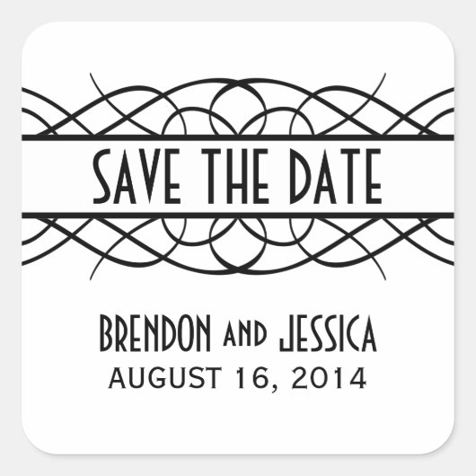 Ivory Deco Flourish Save the Date Stickers (Voorkant)