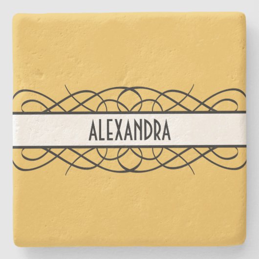 Ivory Deco Flourish Stone Onderzetter (Voorkant)