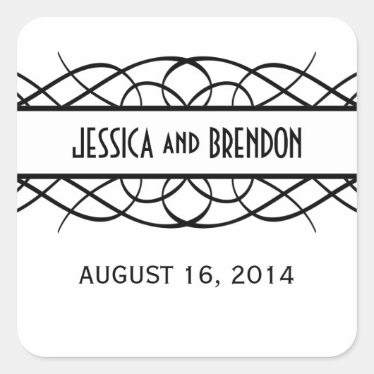 Ivory Deco Flourish Wedding Stickers (Voorkant)